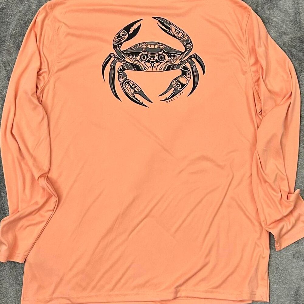 Men's Reel Life brand Orange Rash Guard Shirt